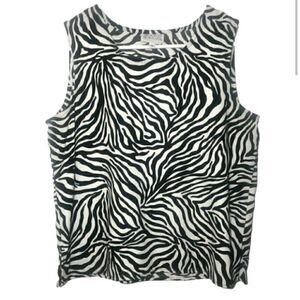 Victoria Morgan 90’s Vintage Sleeveless Top Black/White Animal Print Women’s 8